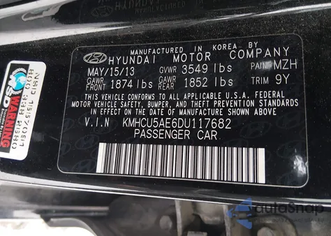 2013 Hyundai Accent Se z USA, uszkodzony, nr VIN KMHCU5AE6DU117682